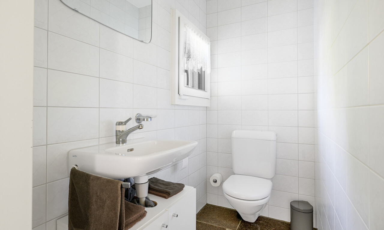 bad mit gäste-wc, tile wall, fliesenwand, inside property, und toilette