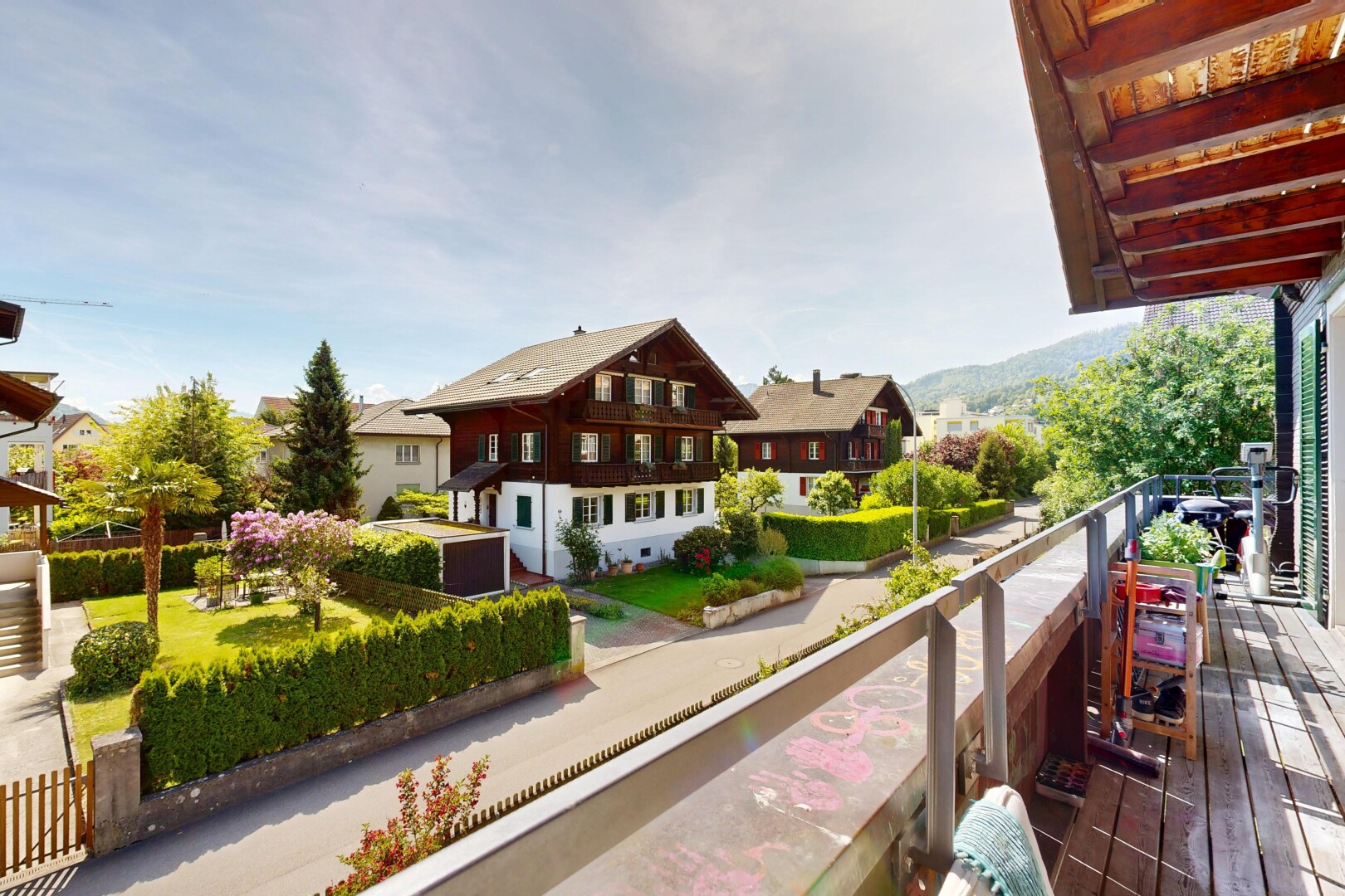 balkon mit day time, from property, balkon, residential view, und wohngebietblick