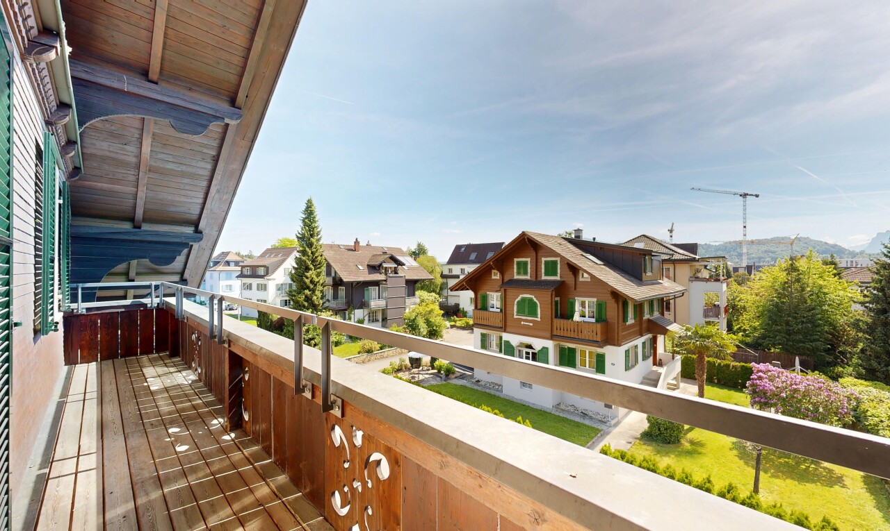 balkon mit from property, balkon, residential view, wohngebietblick, und day time
