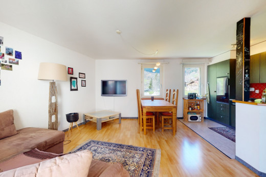 hartholzboden wohnzimmer mit natürlichem licht und fernseher