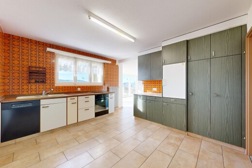 küche mit geschirrspülmaschine, natural light, natürliches licht, ofen, und tile floor