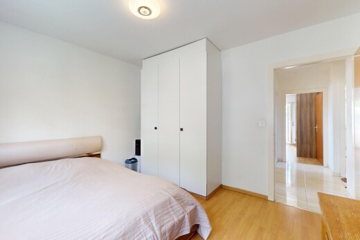room / bedroom with a closet, light wood-style flooring, and baseboards