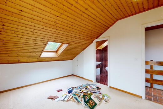 leerer raum mit wood ceiling, holzdecke, carpet, teppich, und inside property
