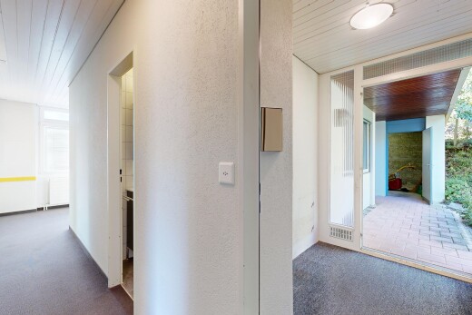 halle / korridor mit inside property, wood ceiling, holzdecke, carpet, und teppich