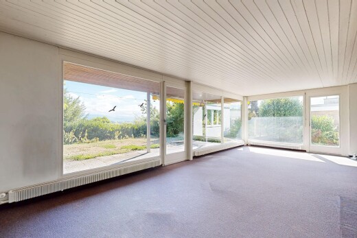 leerer raum mit außenzugang, wintergarten, teppich, carpet, und day time