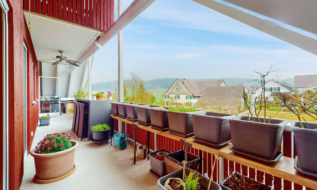 balkon mit day time, from property, wintergarten, deckenventilator, und wohngebietblick