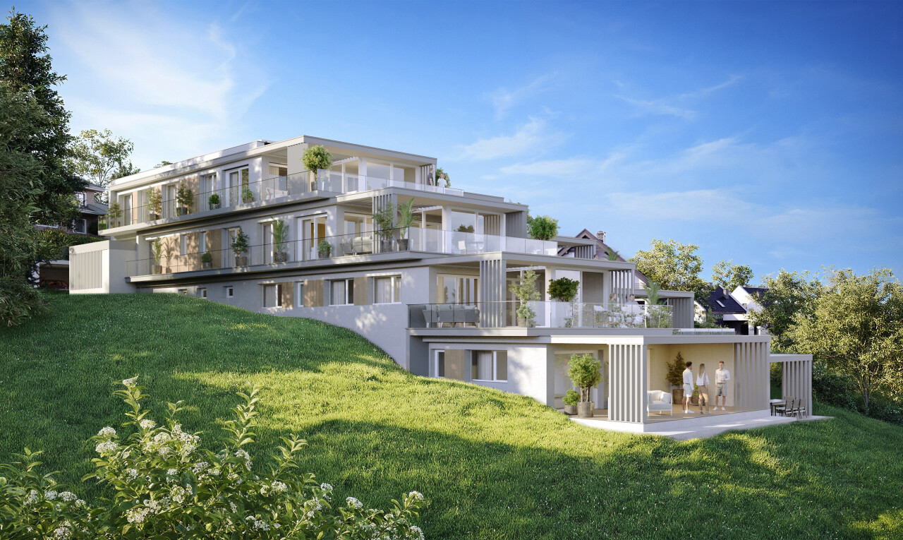 façade avec pelouse, balcon, day time, rendered, et property visible