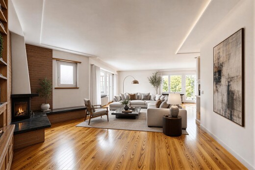 wohnzimmer mit holzfußboden, wood finish floor, inside property, gipskartonwand, und drywall