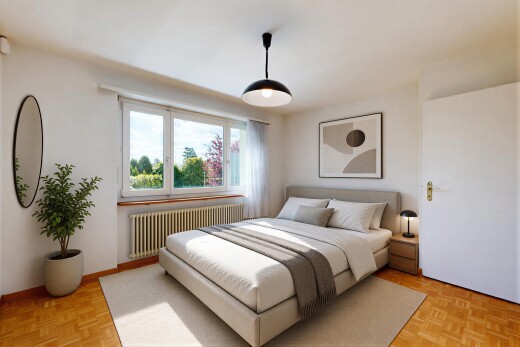 zimmer / schlafzimmer mit parquet floor, holzfußboden, wood finish floor, gipskartonwand, und drywall