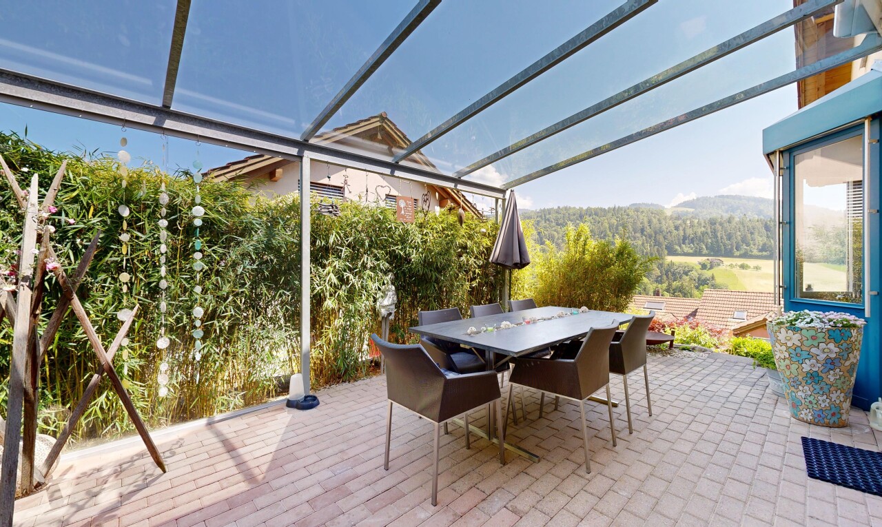 terrasse mit essbereich im freien, day time, wintergarten, und terrasse