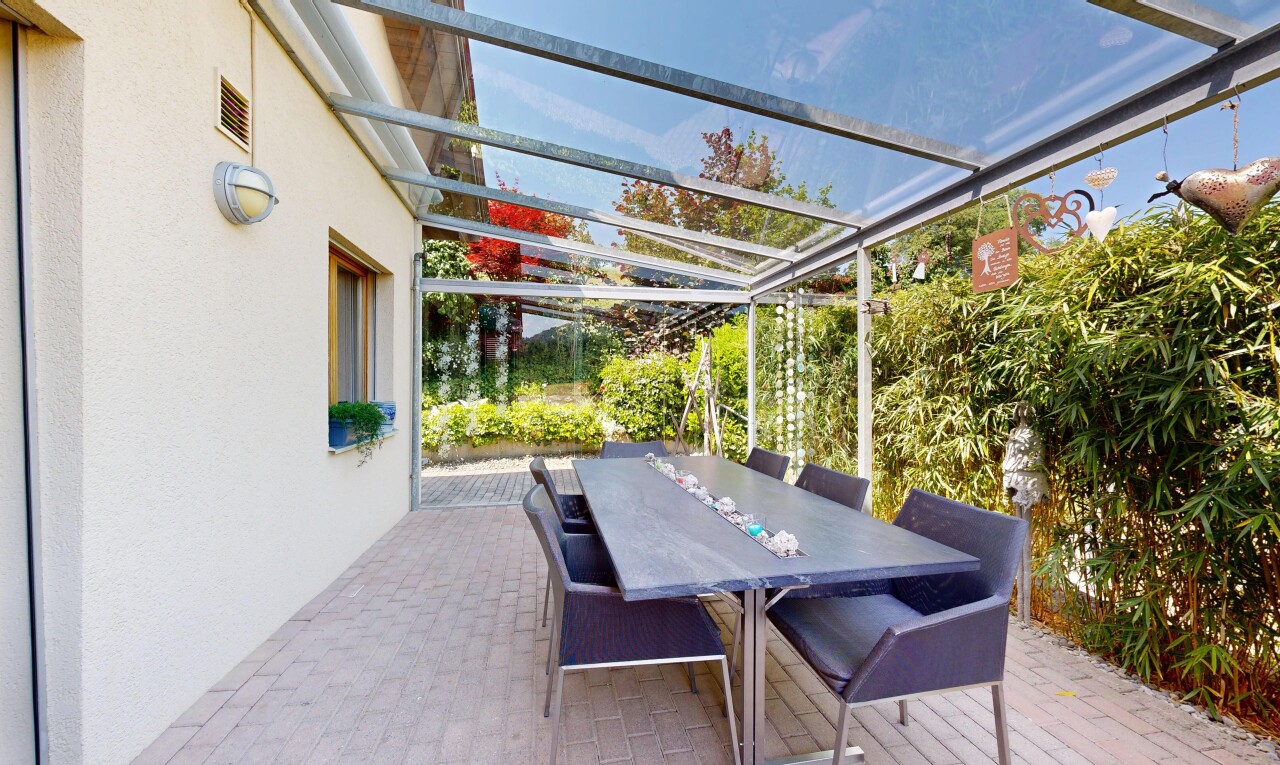 terrasse mit essbereich im freien, terrasse, from property, day time, und pergola