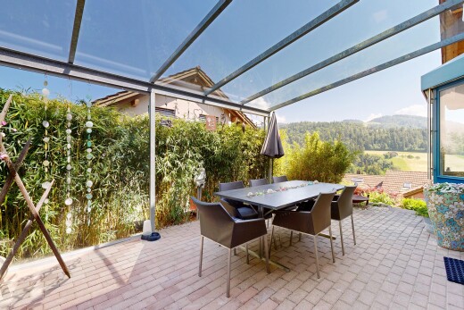 terrasse mit essbereich im freien, day time, wintergarten, und terrasse