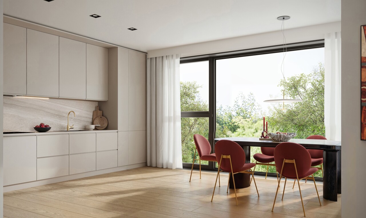 salle à manger avec natural light, lumière naturelle, inside property, wood finish floor, et sol en finition bois
