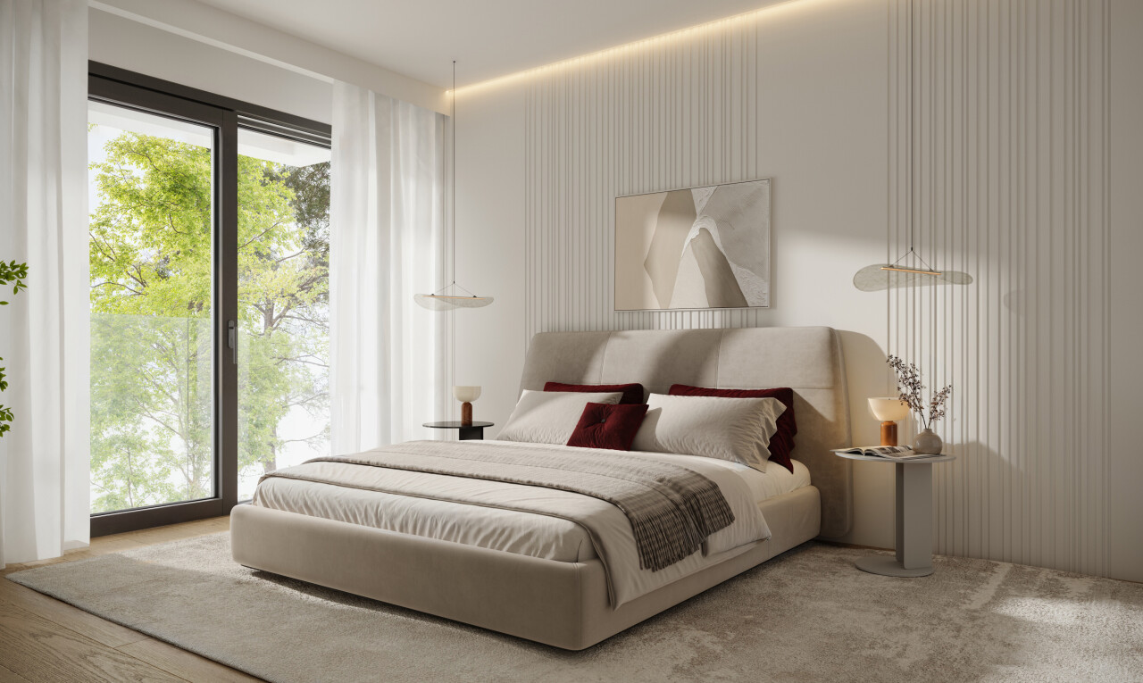 chambre avec inside property, natural light, lumière naturelle, carpet, et moquette