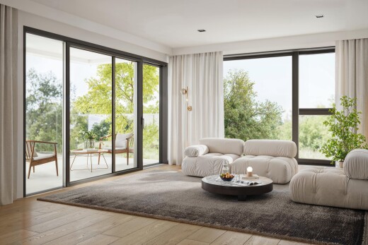 wohnzimmer mit inside property, natural light, natürliches licht, wood finish floor, und holzfußboden