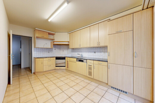 küche mit open shelves, offene regale, light floor, küchenrückwand beim Herd, und küchenrückwand beim herd