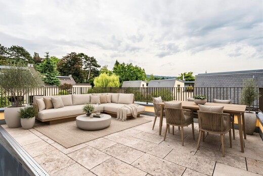 terrasse mit terrasse, from property, und overcast