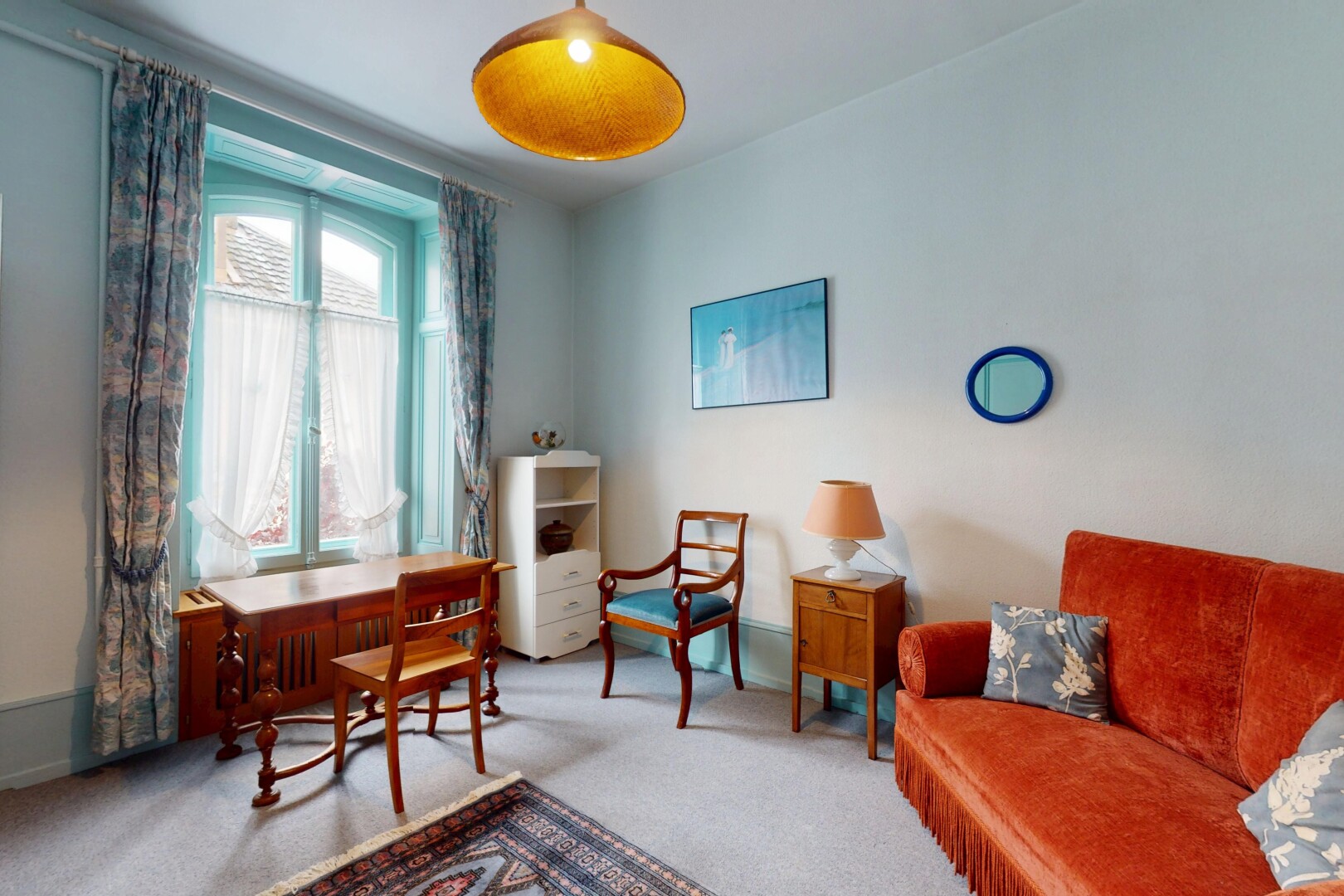 salon / salle à manger avec lumière naturelle, natural light, moquette, carpet, et cloison sèche