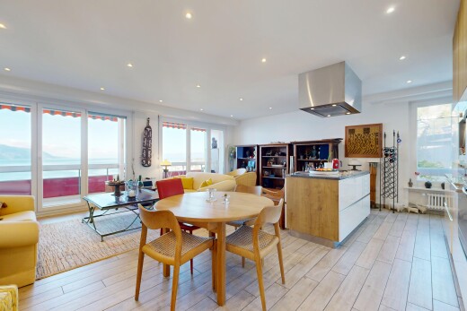 living / dining area with recessed lighting, light wood-style flooring, and plenty of natural light