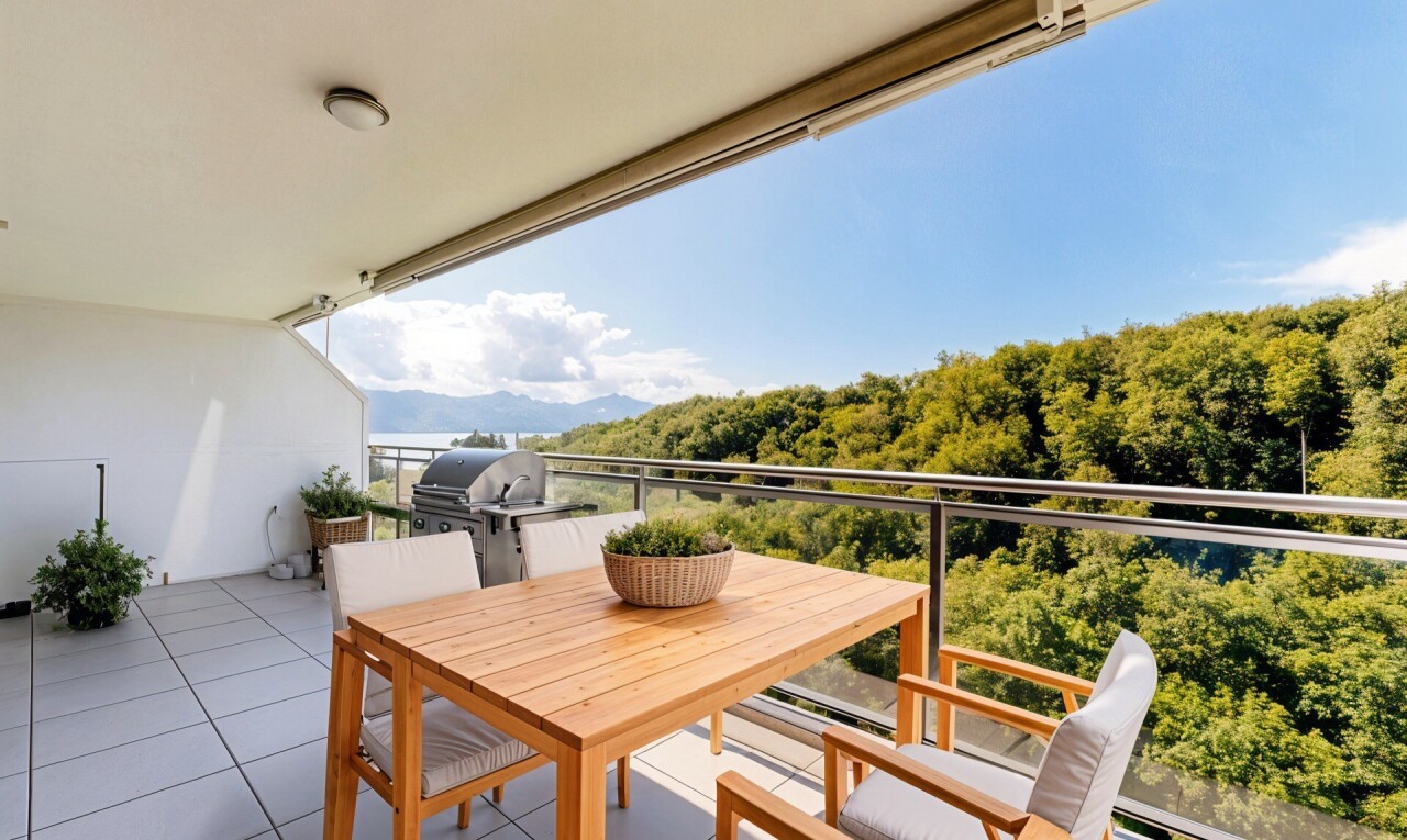 balcon avec terrasse, from property, coin repas extérieur, gril, et day time