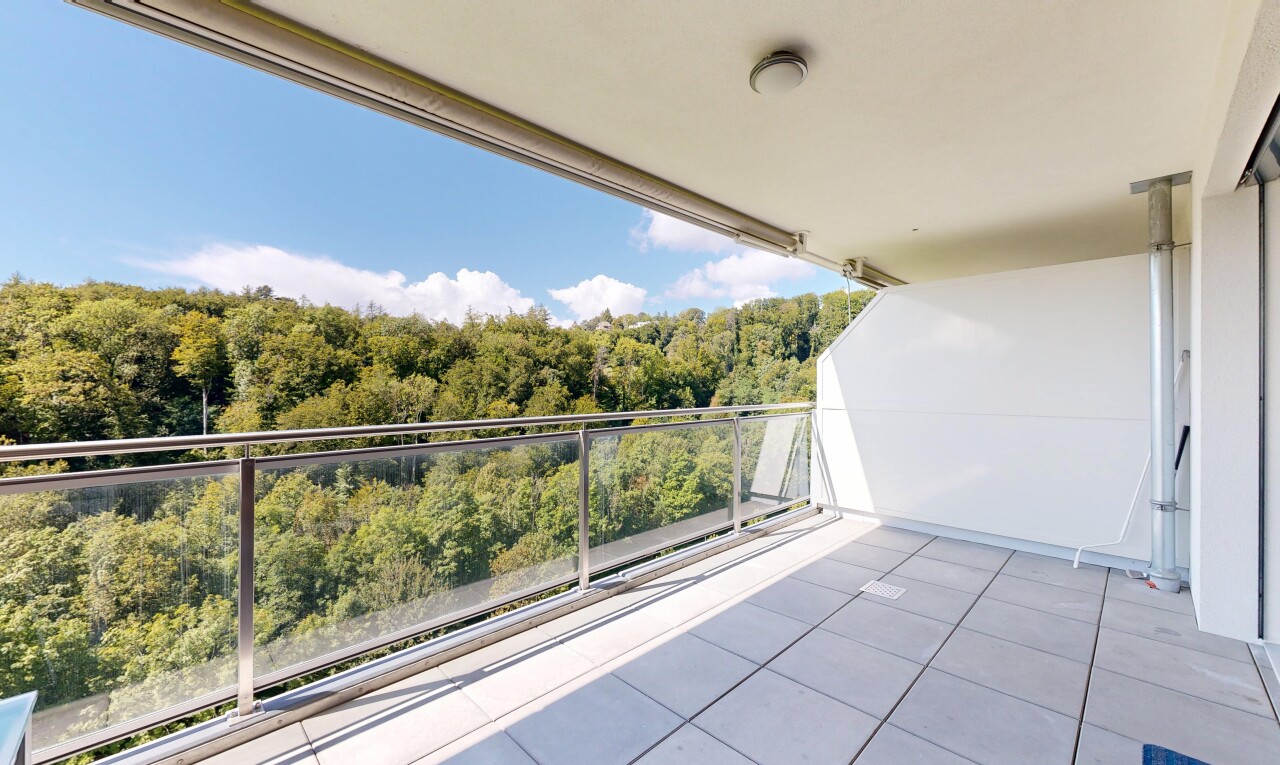 terrasse avec forest view, vue sur la forêt, from property, et day time