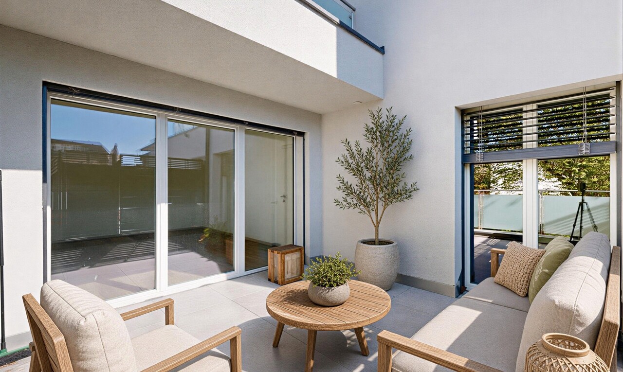 terrasse avec property visible