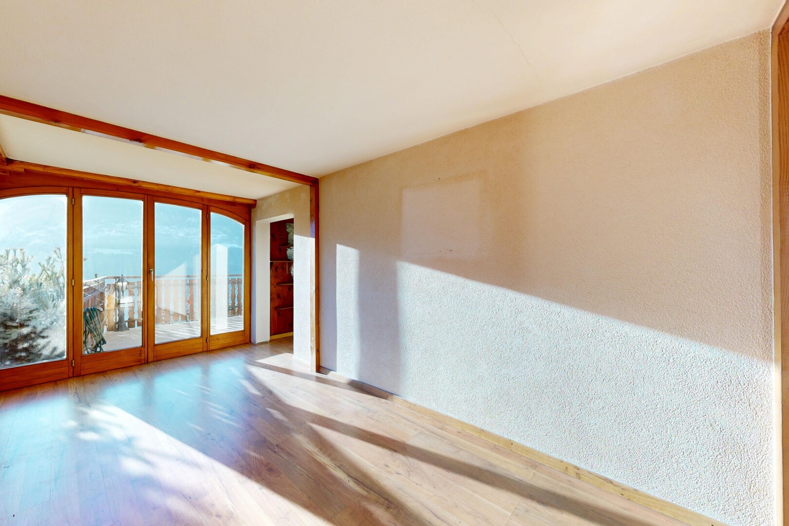 pièce vide avec lumière naturelle, natural light, sol en finition bois, wood finish floor, et inside property