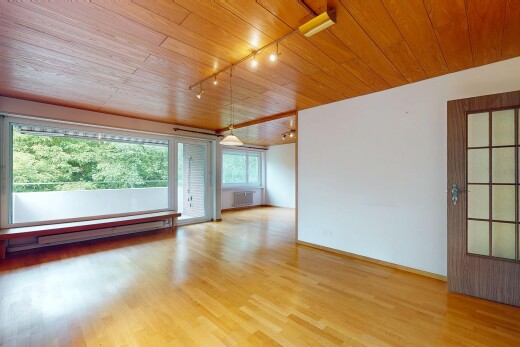 leerer raum mit natürliches licht, natural light, gipskartonwand, drywall, und holzdecke