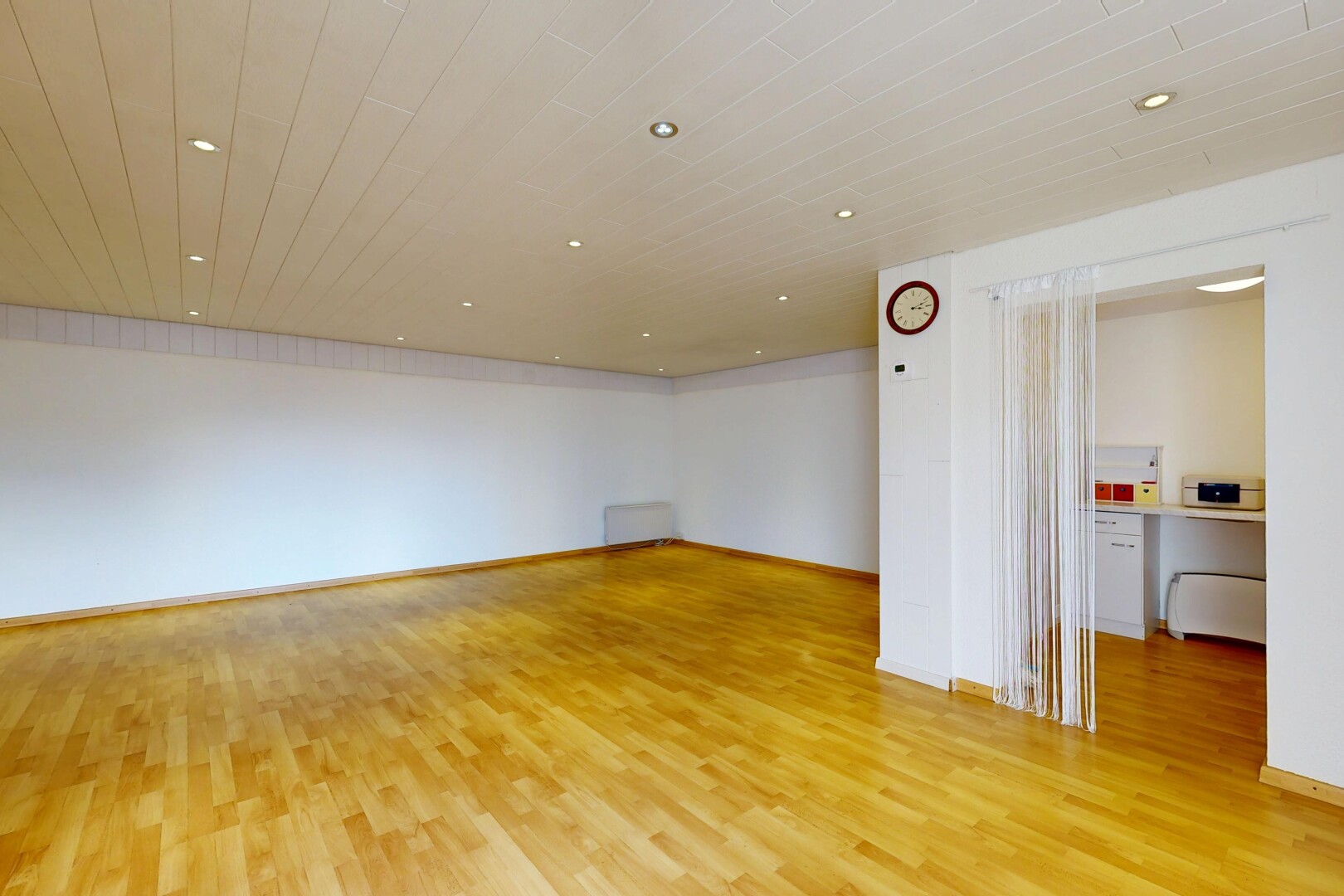 empty room with recessed lighting and light wood-style flooring