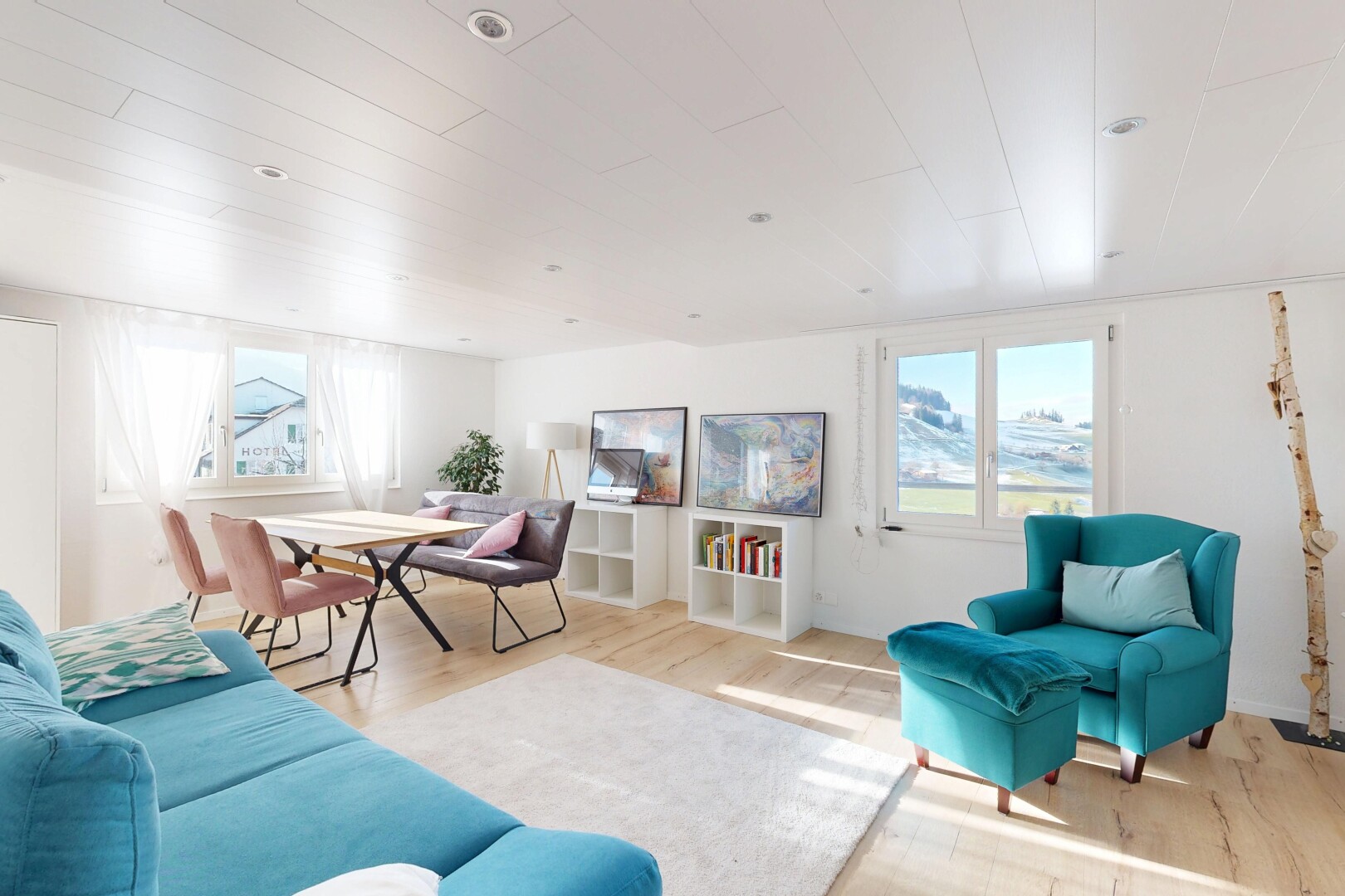 living room with wood finished floors