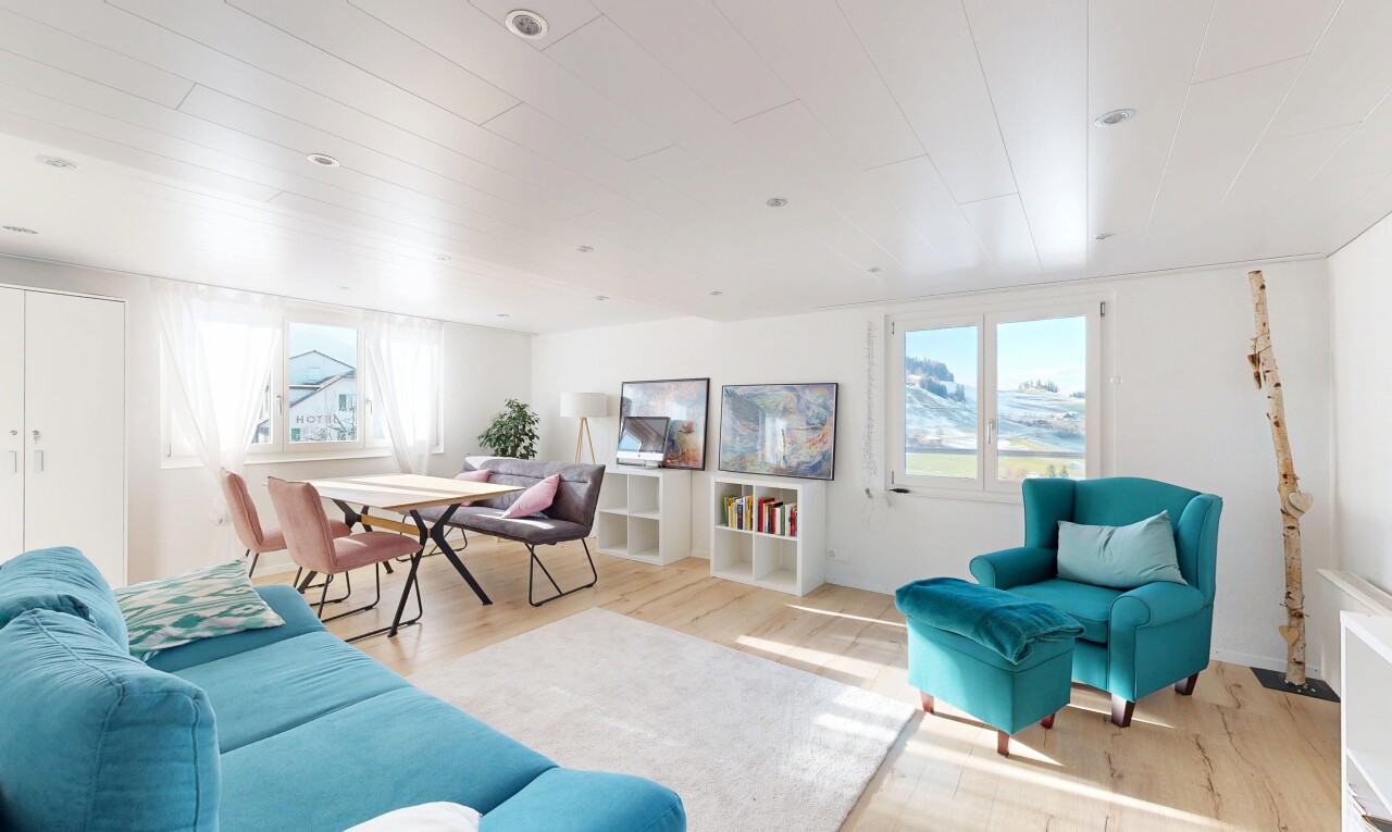 living room with wood finished floors