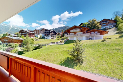 balcony with a mountain view