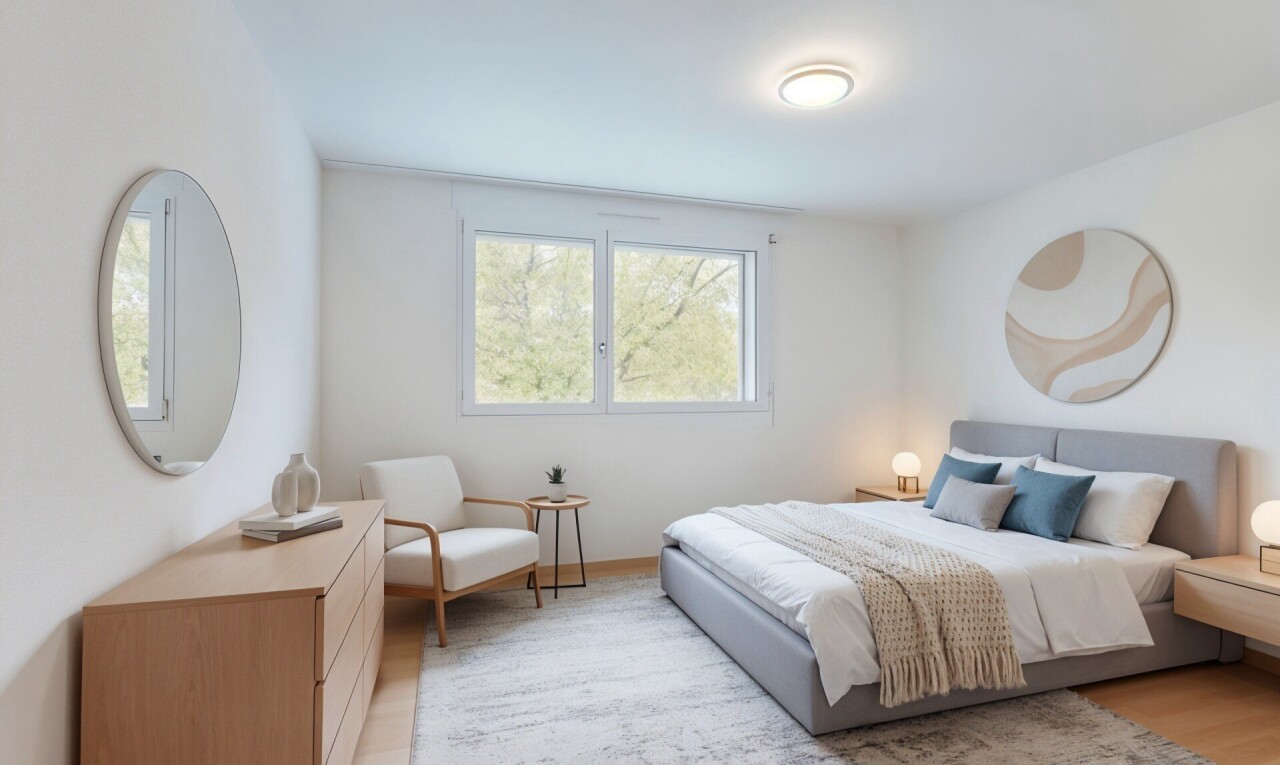 chambre avec drywall, cloison sèche, natural light, lumière naturelle, et inside property