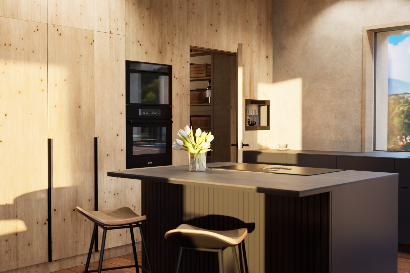 küche mit ofen, rendered, kitchen bar, und küchenbar