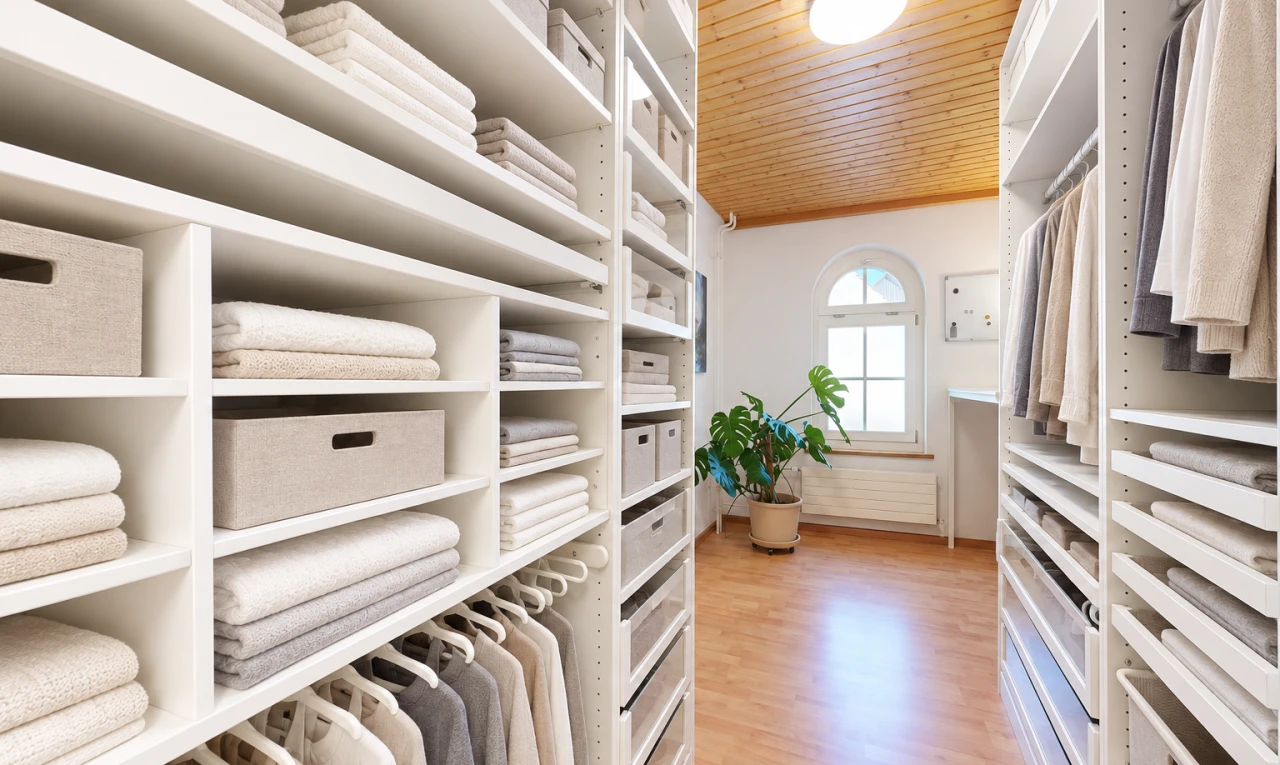 begehbarer kleiderschrank mit begehbarer kleiderschrank, light floor, holzfußboden, wood finish floor, und high end ceiling