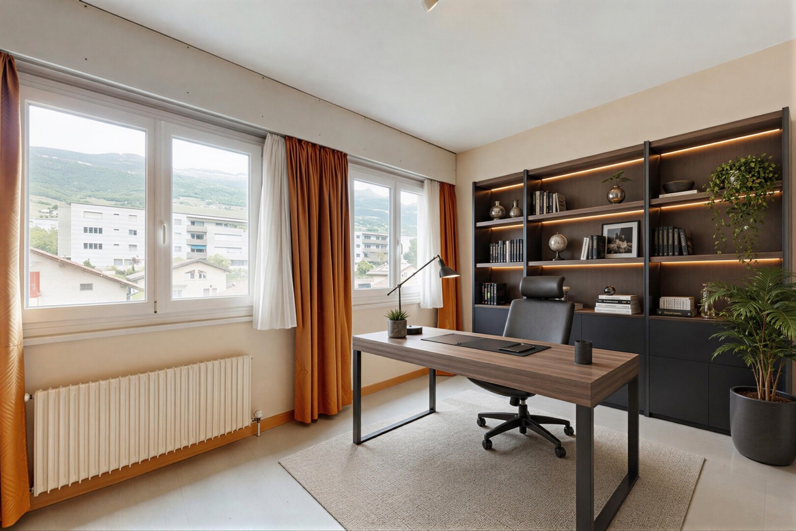 office space with radiator heating unit