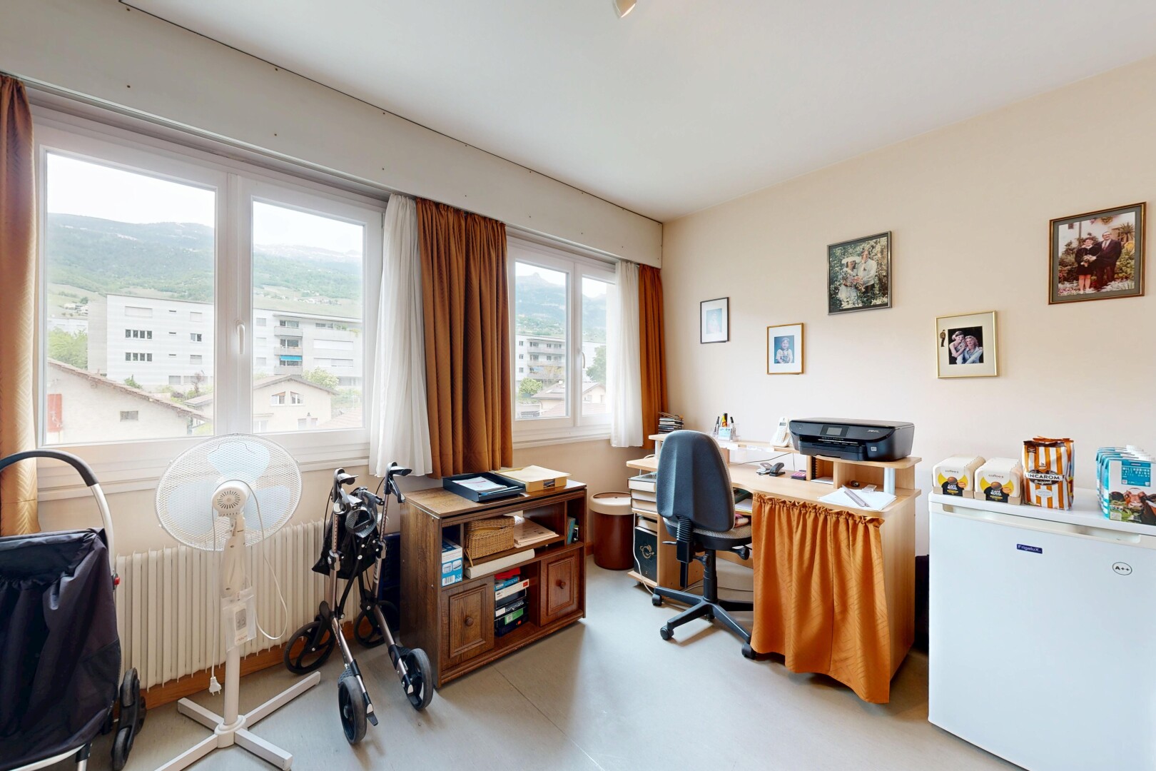 office space with radiator heating unit