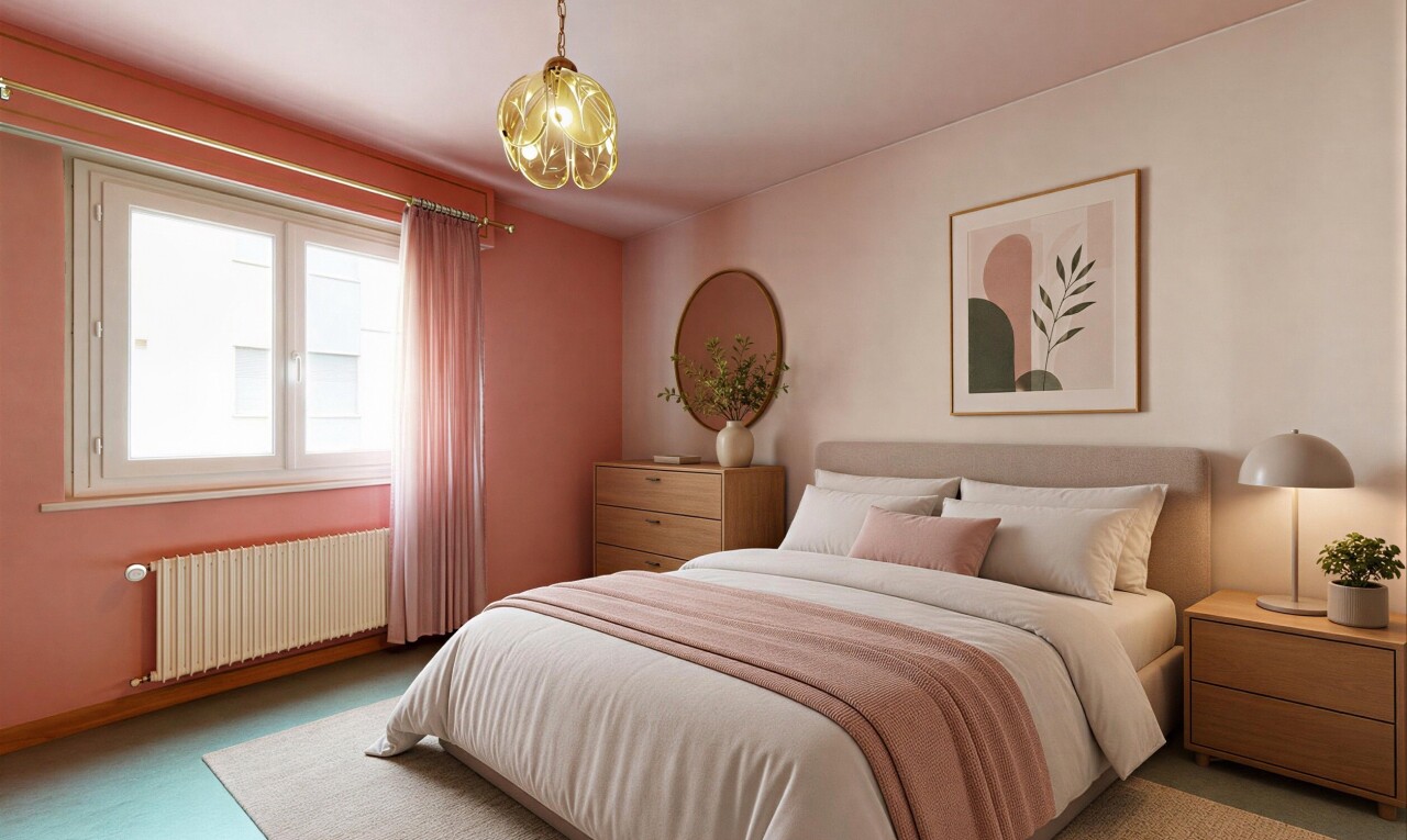 room / bedroom with radiator heating unit and carpet flooring