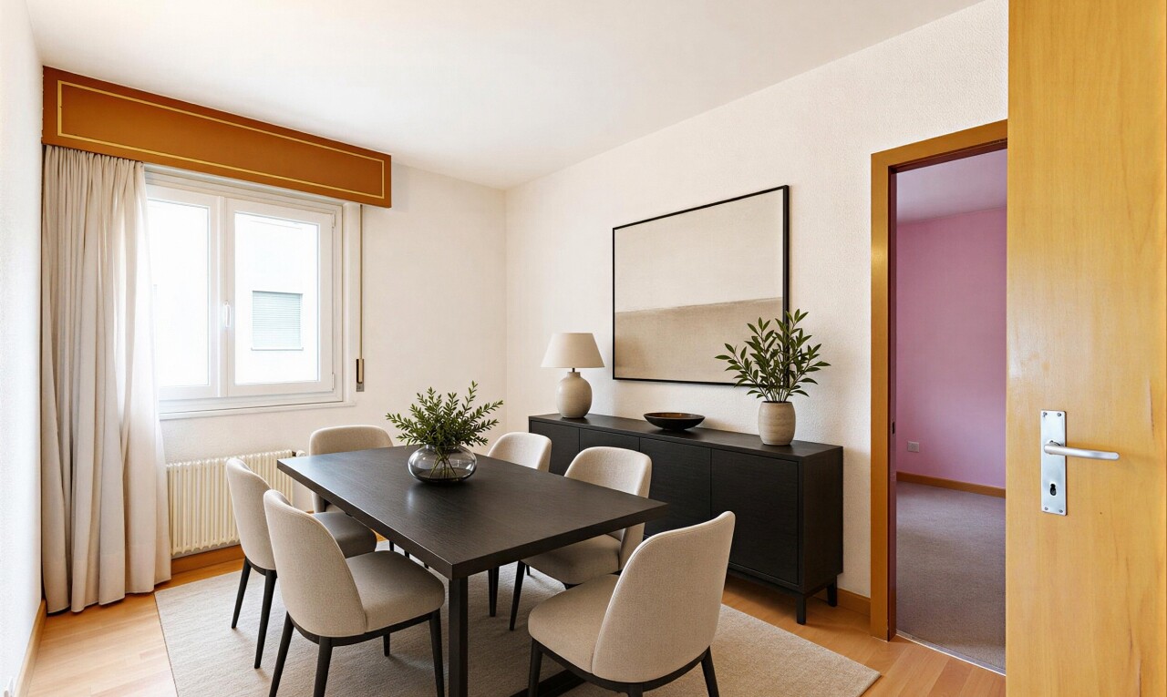dining space with light wood finished floors
