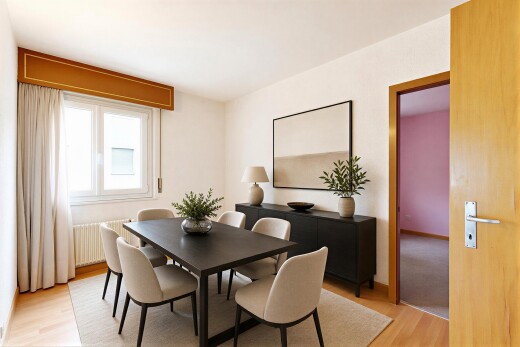 dining space with light wood finished floors