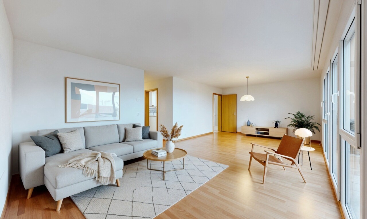 living room with light wood-type flooring