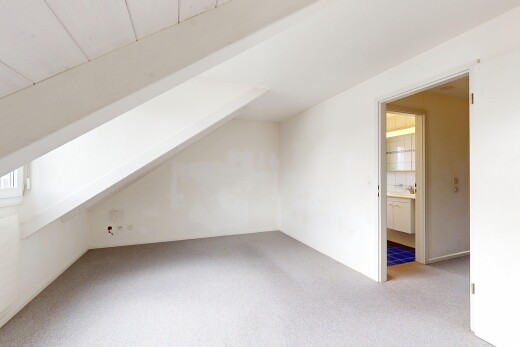 leerer raum mit teppich, carpet, dachschräge, vaulted ceiling, und inside property