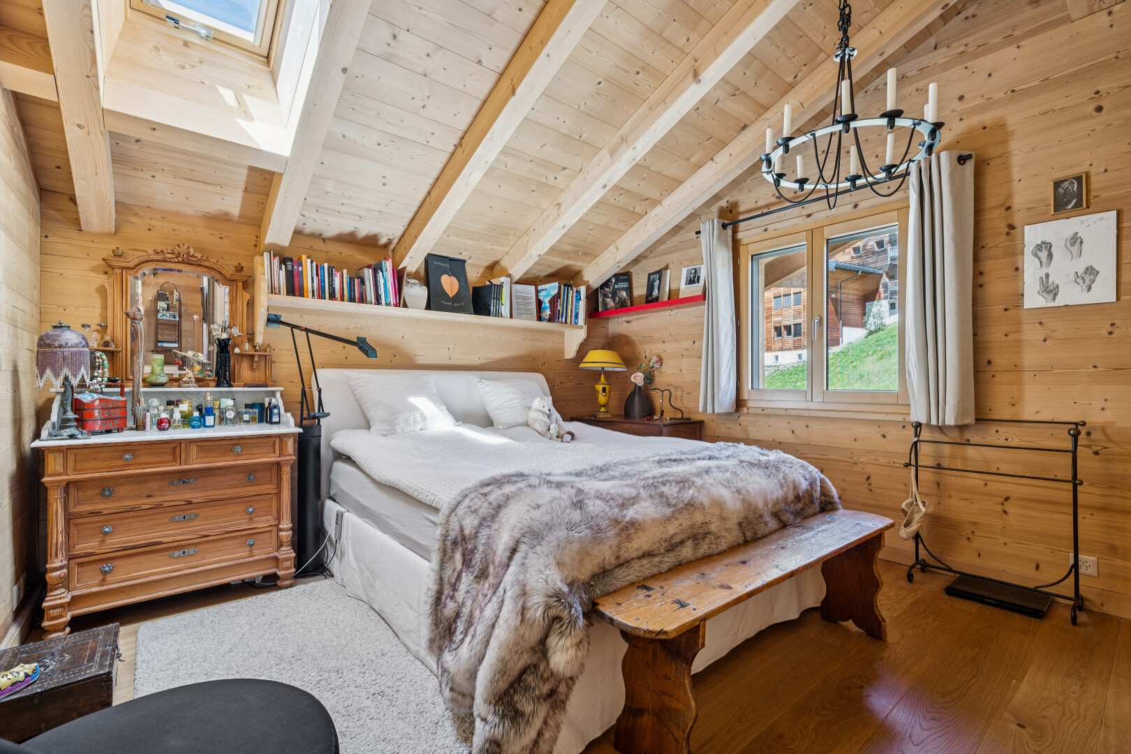 room featuring wood walls, vaulted ceiling with beams, hardwood / wood-style flooring, and wood ceiling