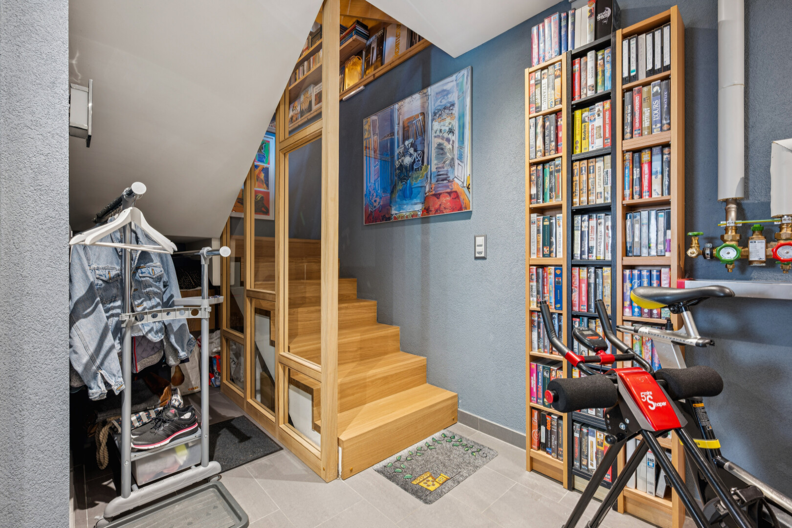 stairway with baseboards