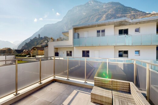 balcony with a mountain view