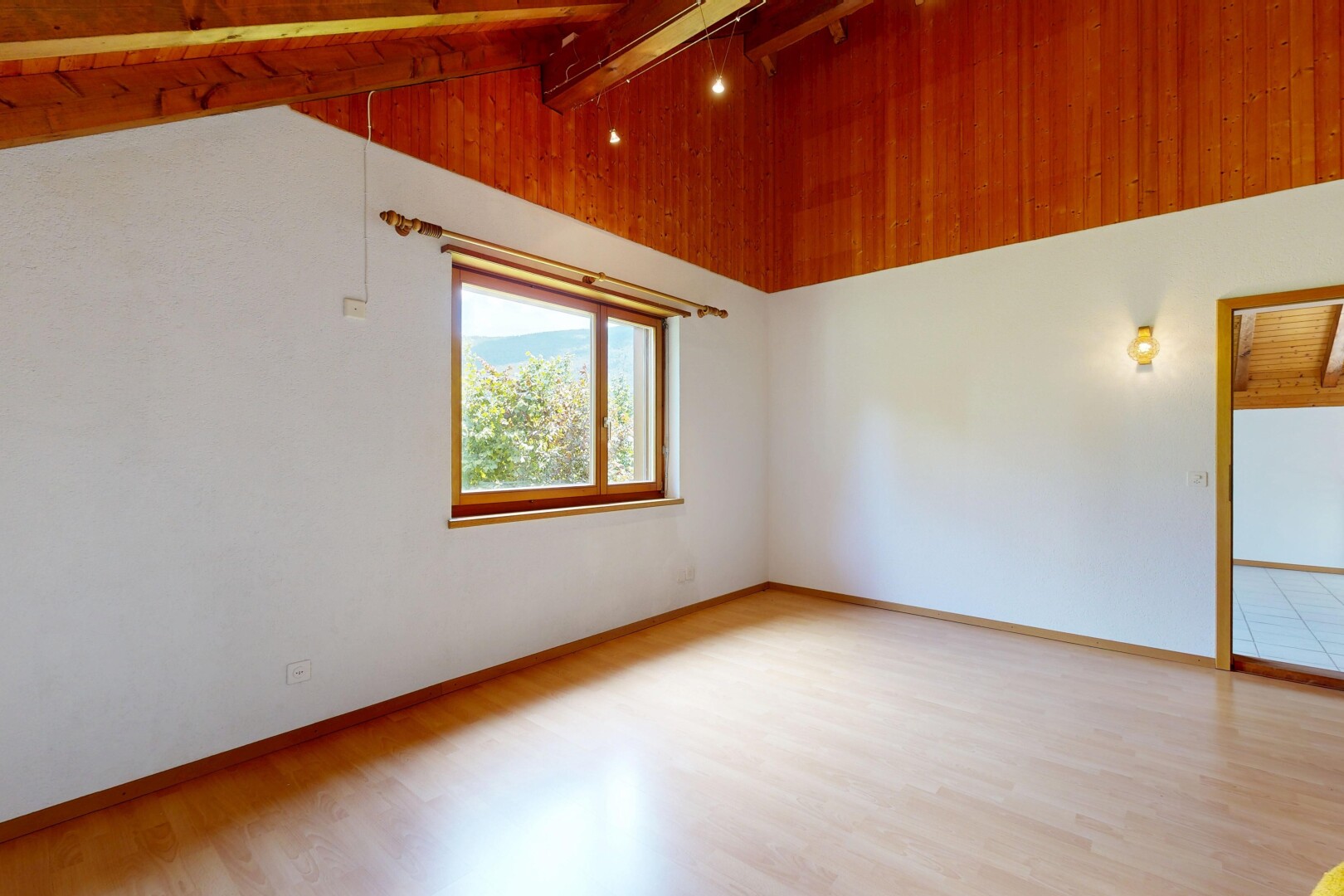 leerer raum mit wood finish floor, holzfußboden, inside property, natural light, und natürliches licht