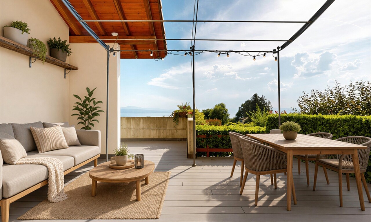 terrasse avec terrasse, day time, et from property