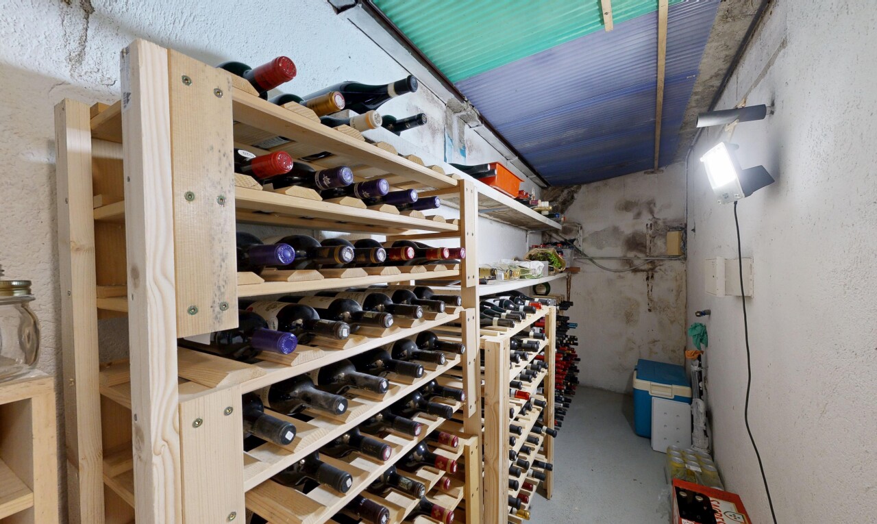 wine cellar with concrete floors