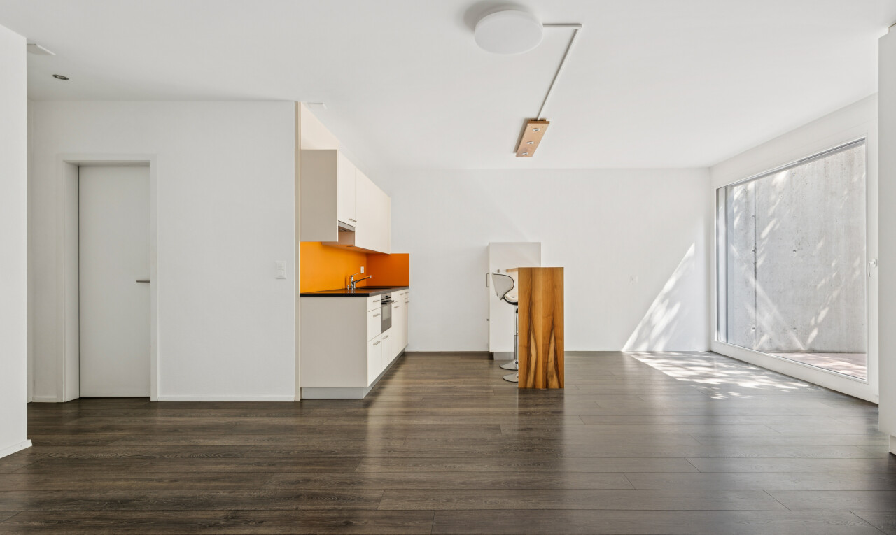 leerer raum mit holzfußboden, wood finish floor, gipskartonwand, drywall, und dark floor