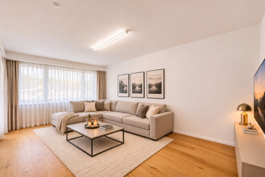 living room with light wood-type flooring